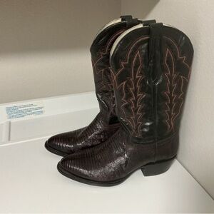 J.B. Dillon Genuine Lizard Skin Cowboy Boots Sz 9.5-D VGC